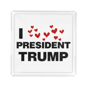 I Love President Trump Hearts Acrylic Tray