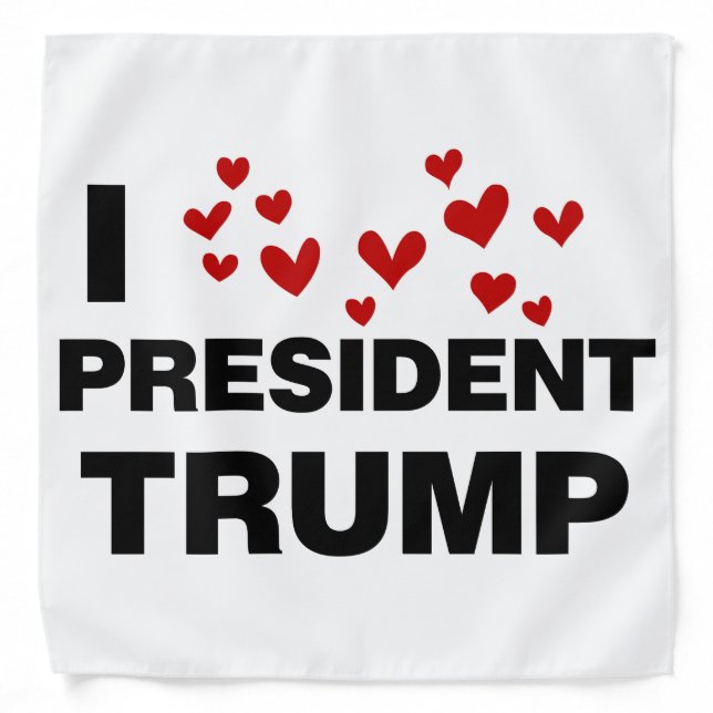 I Love President Trump Hearts Bandana (Front)
