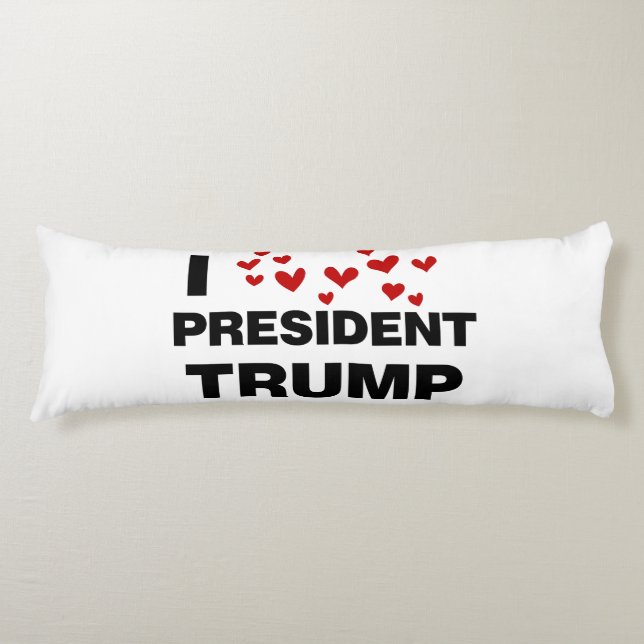 I Love President Trump Hearts Body Pillow (Front)