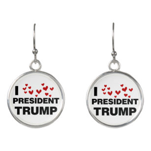 I Love President Trump Hearts Earrings