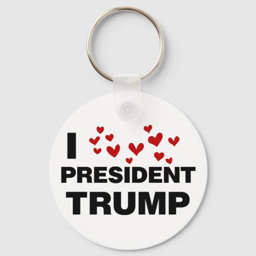 I Love President Trump Hearts Keychain