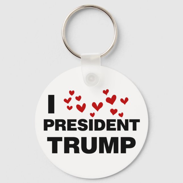 I Love President Trump Hearts Keychain (Front)