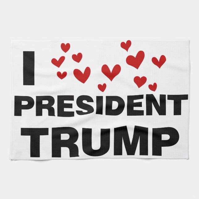 I Love President Trump Hearts Kitchen Towel (Horizontal)