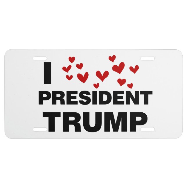 I Love President Trump Hearts License Plate (Front)