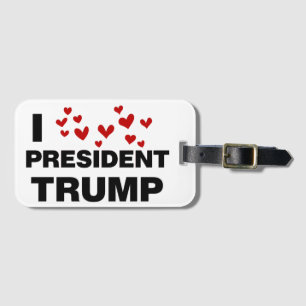 I Love President Trump Hearts Luggage Tag
