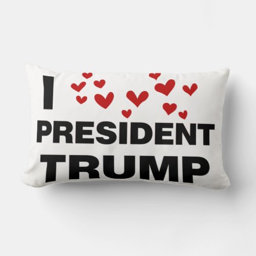 I Love President Trump Hearts Lumbar Pillow