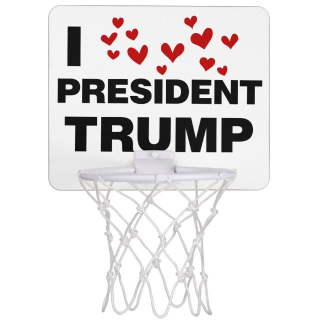 I Love President Trump Hearts Mini Basketball Hoop (Front)