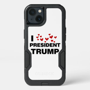 I Love President Trump Hearts iPhone 13 Case