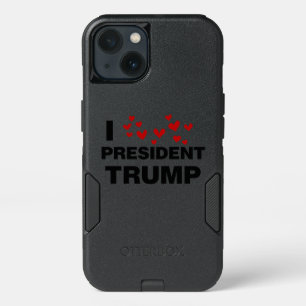 I Love President Trump Hearts iPhone 13 Case