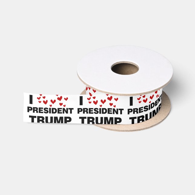 I Love President Trump Hearts Satin Ribbon (Spool)
