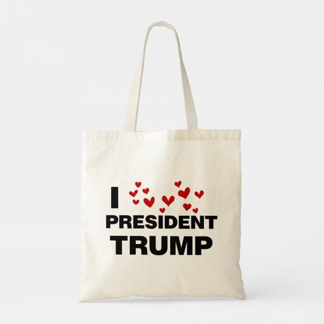 I Love President Trump Hearts Tote Bag (Back)