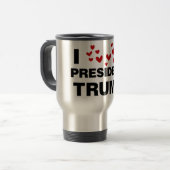 I Love President Trump Hearts Travel Mug (Front Left)
