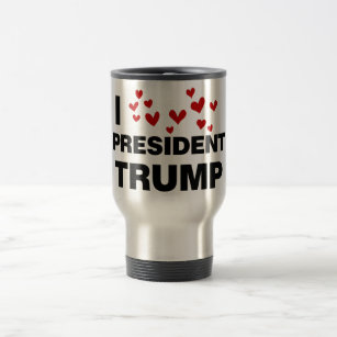 I Love President Trump Hearts Travel Mug