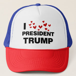 I Love President Trump Hearts Trucker Hat