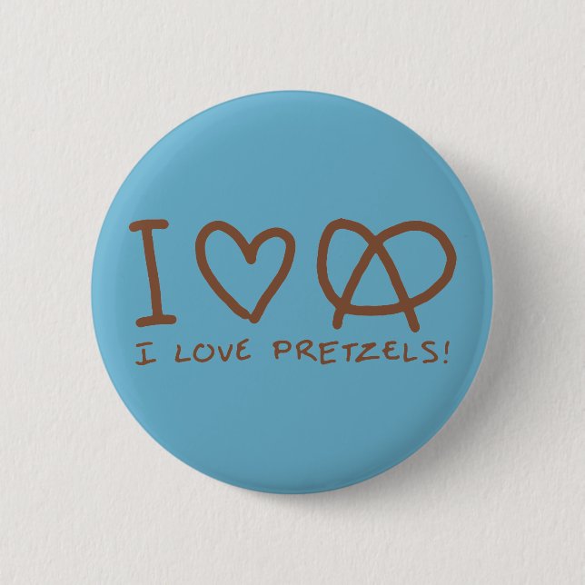I Love Pretzels Pinback Button (Front)