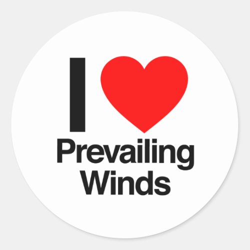 i love prevailing winds classic round sticker