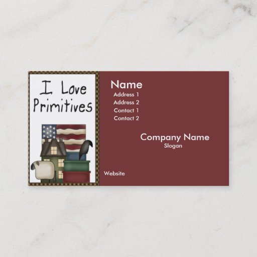 Customizable I Love Primitives Business Card