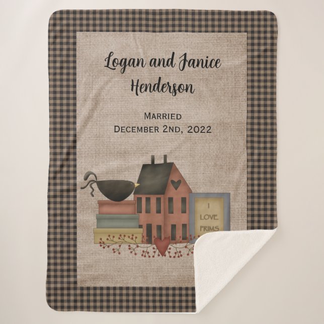 I Love Prims Country Red Saltbox Home  Sherpa Blanket (Front)