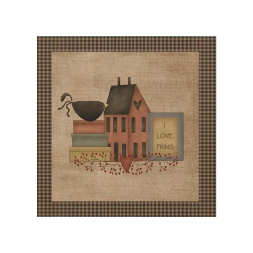 I Love Prims _ Red Saltbox _ Primitive Country Wood Wall Art