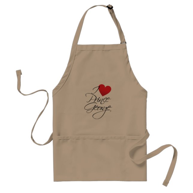 I Love Prince George, Red Heart Adult Apron (Front)