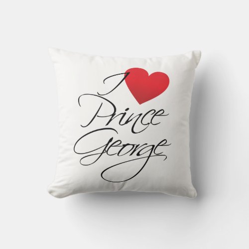 I Love Prince George Red Heart Throw Pillow