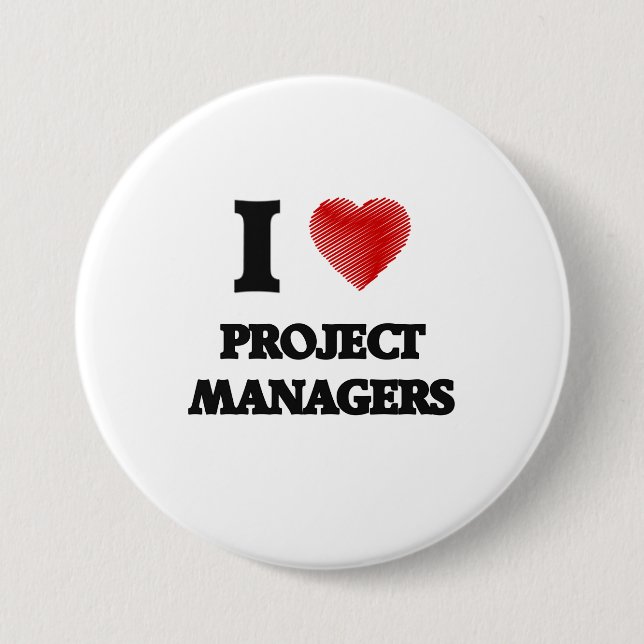 I love Project Managers (Heart made from words) Pinback Button (Front)