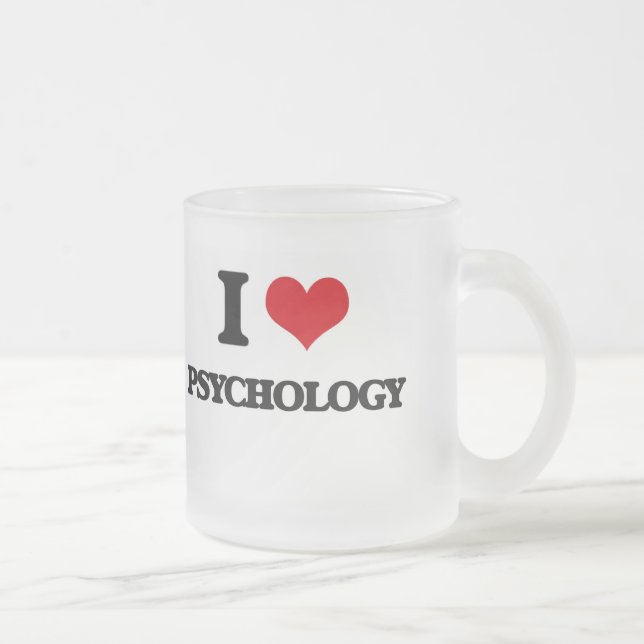 I Love Psychology Frosted Glass Coffee Mug (Right)
