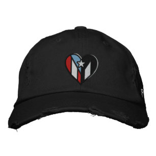 I Love Puerto Rico Embroidered Distressed Hat