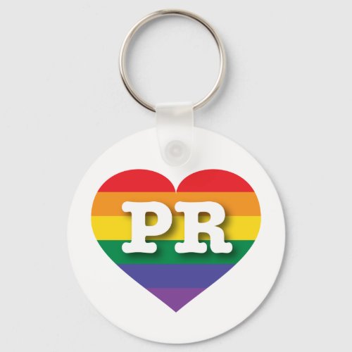 I love Puerto Rico Gay Pride Rainbow Heart Keychain