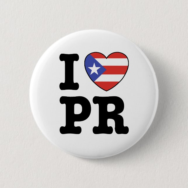I Love Puerto Rico Pinback Button (Front)