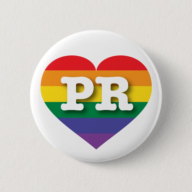 I Love Puerto Rico Rainbow Heart Button (Front)