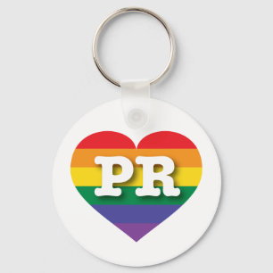 I Love Puerto Rico Rainbow Heart Keychain