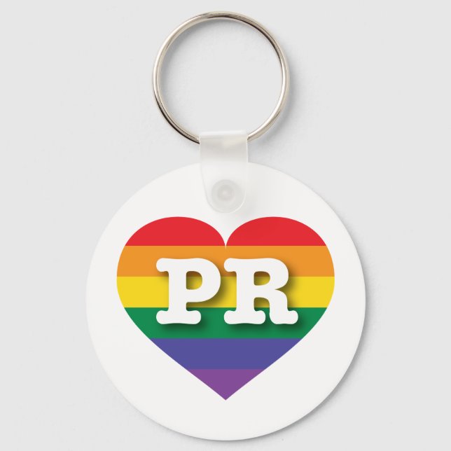 I Love Puerto Rico Rainbow Heart Keychain (Front)