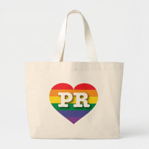 I Love Puerto Rico Rainbow Heart Large Tote Bag