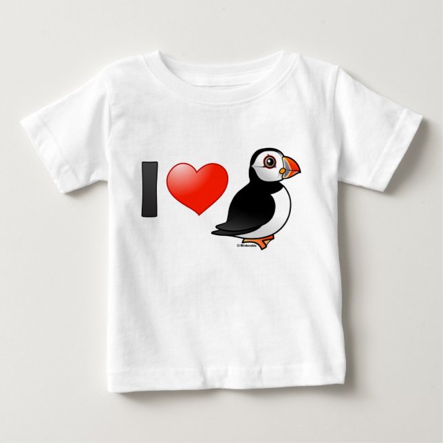 I Love Puffins Baby T-Shirt (Front)