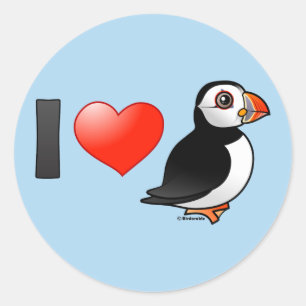 I Love Puffins Classic Round Sticker