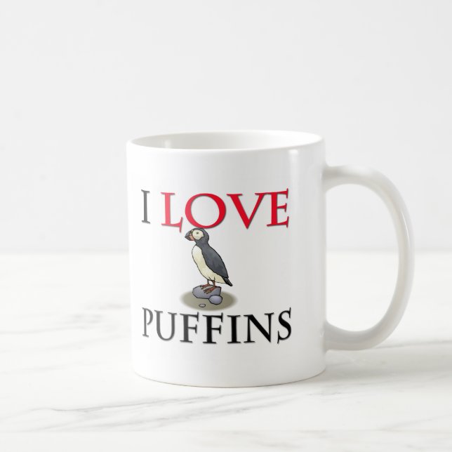 I Love Puffins Coffee Mug (Right)