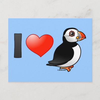 I Love Puffins Postcard