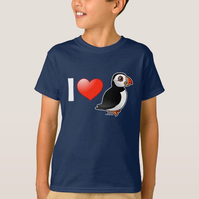 I Love Puffins T-Shirt (Front)