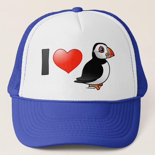 I Love Puffins Trucker Hat (Front)