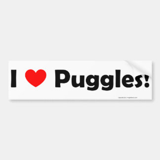 I Love Puggles Bumper Sticker