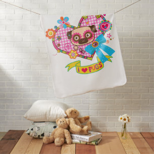 I Love Pugs! Baby Blanket