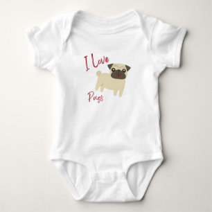 I Love Pugs Baby Outfit – Cute Puppy Lover Infant  Baby Bodysuit