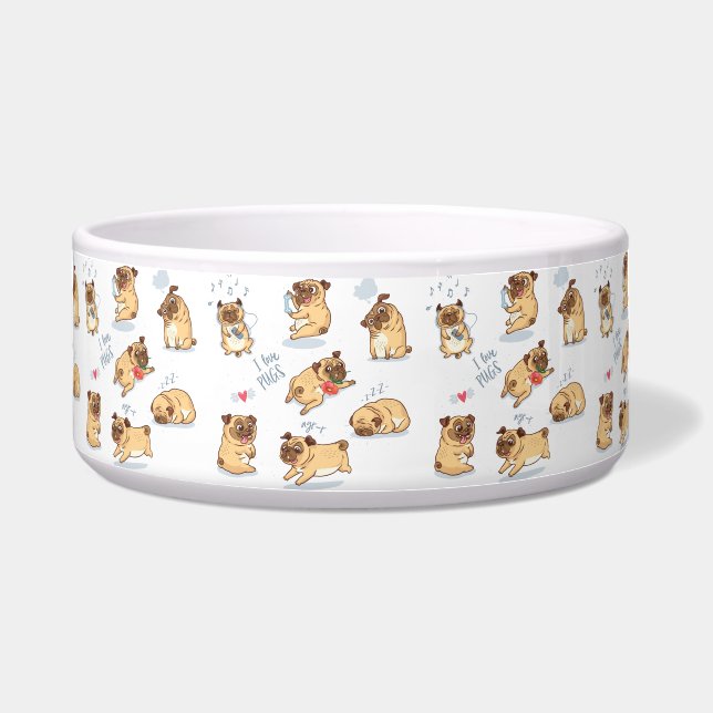 I Love Pugs Bowl (Front)