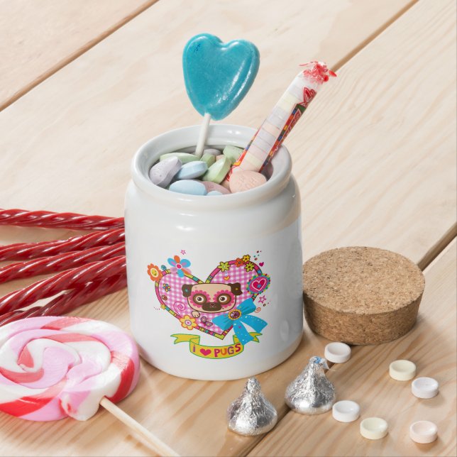 I Love Pugs! Candy Jar (In Situ)