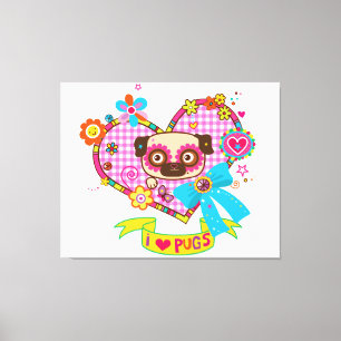 I Love Pugs! Canvas Print