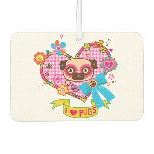 I Love Pugs! Car Freshener
