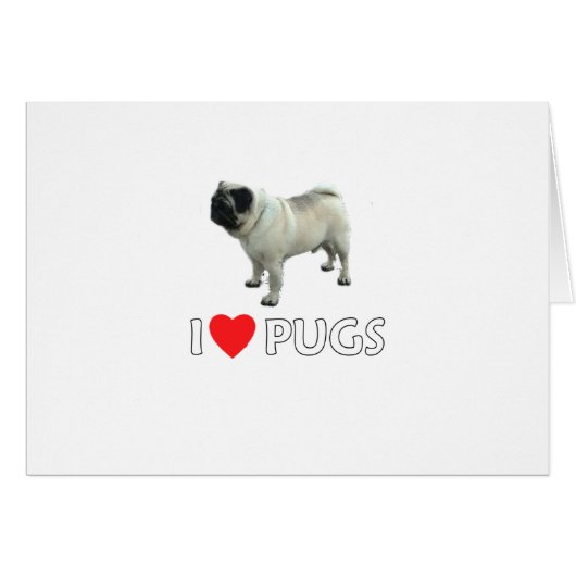 I Love Pugs Cards (Front Horizontal)