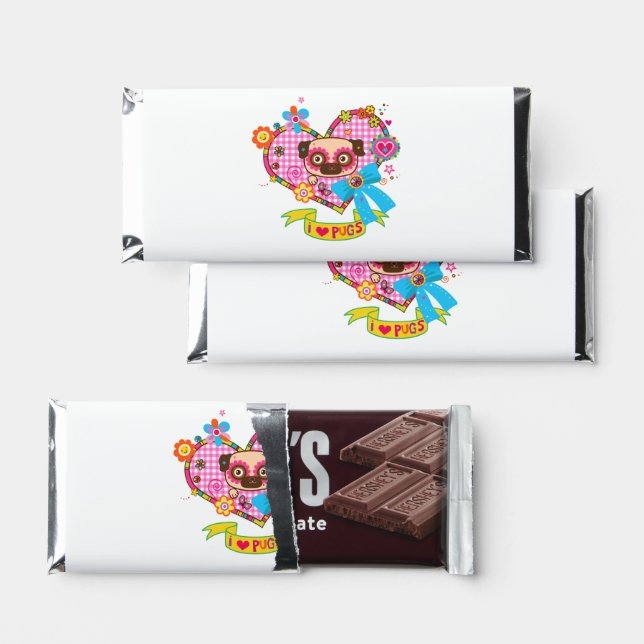I Love Pugs! Chocolate Bars (Front)
