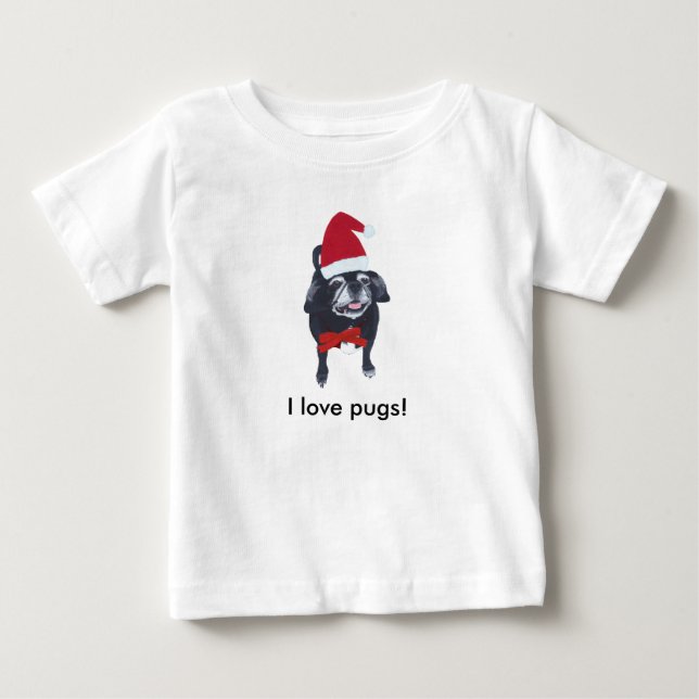 I love pugs Christmas pug shirt for toddlers (Front)